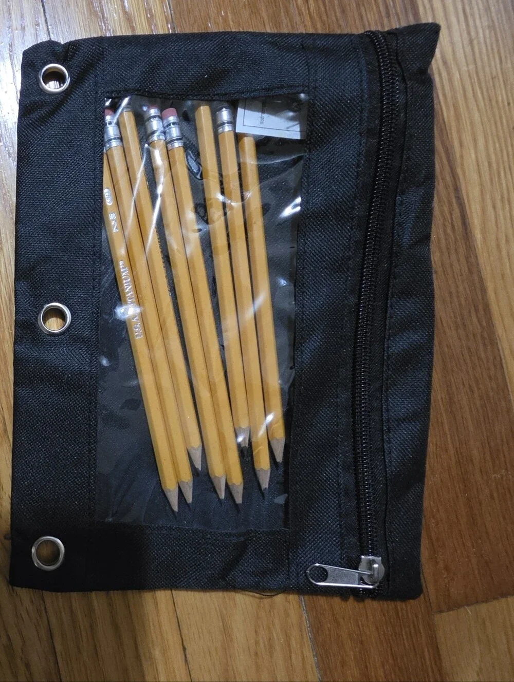 Set of Classic Yellow Woodcase Pencils in Black Canvas Holder